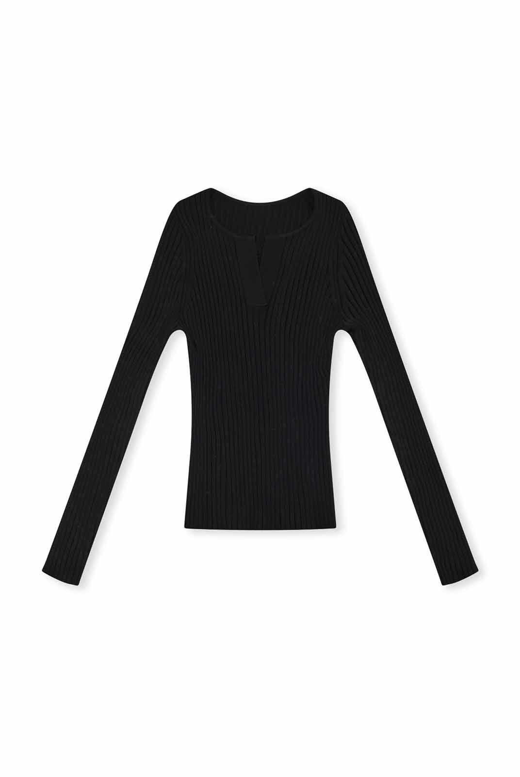 ASOBIO 100% Wool Ribbed V-Neck Pullover Sweater
