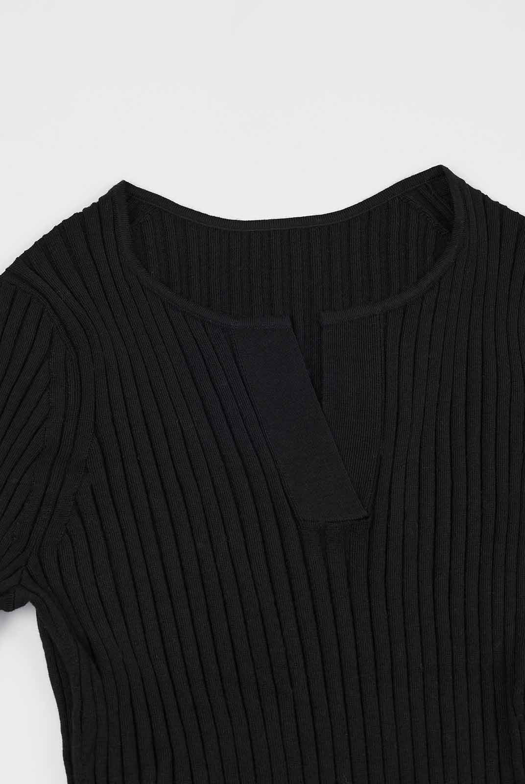 ASOBIO 100% Wool Ribbed V-Neck Pullover Sweater