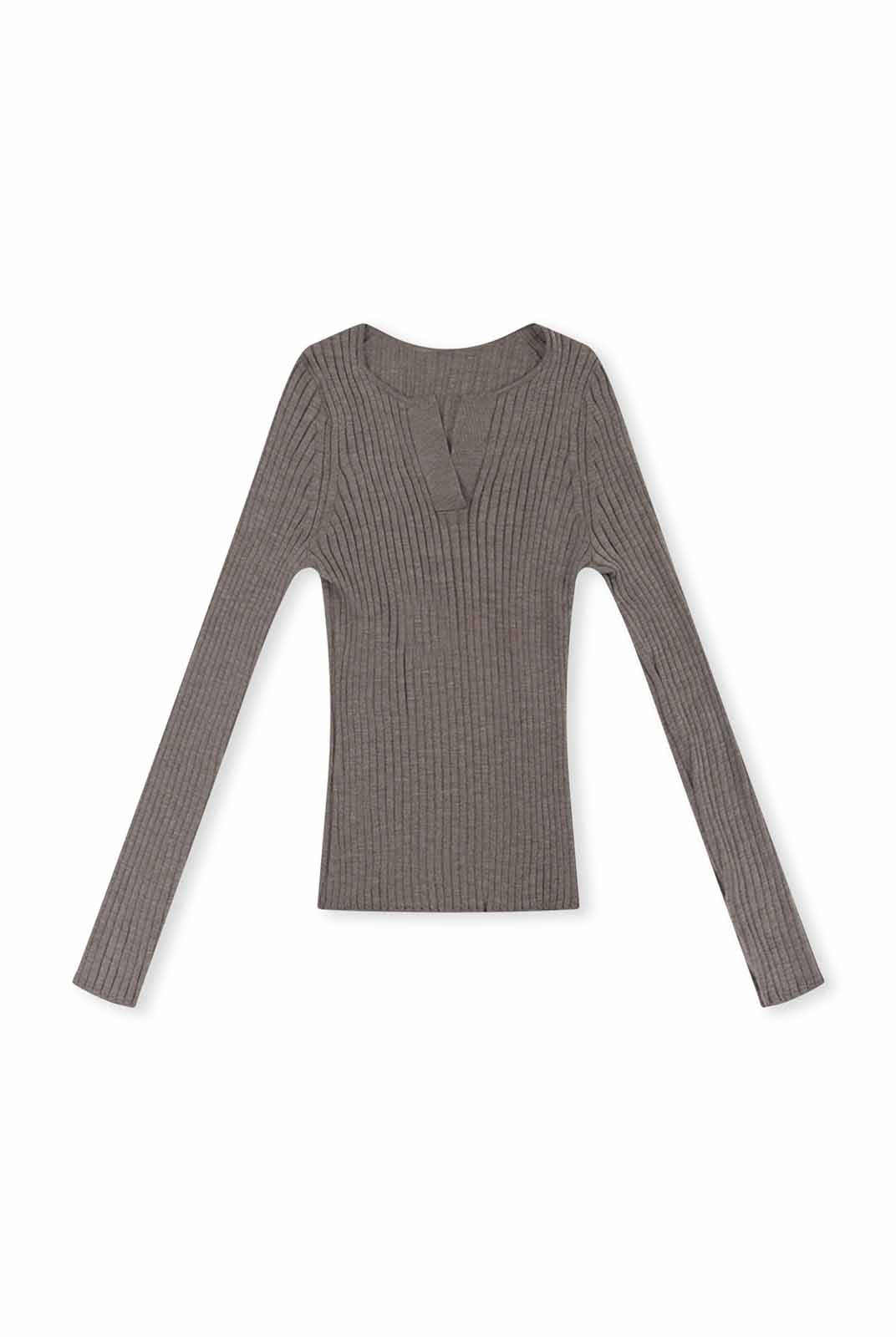 ASOBIO 100% Wool Ribbed V-Neck Pullover Sweater