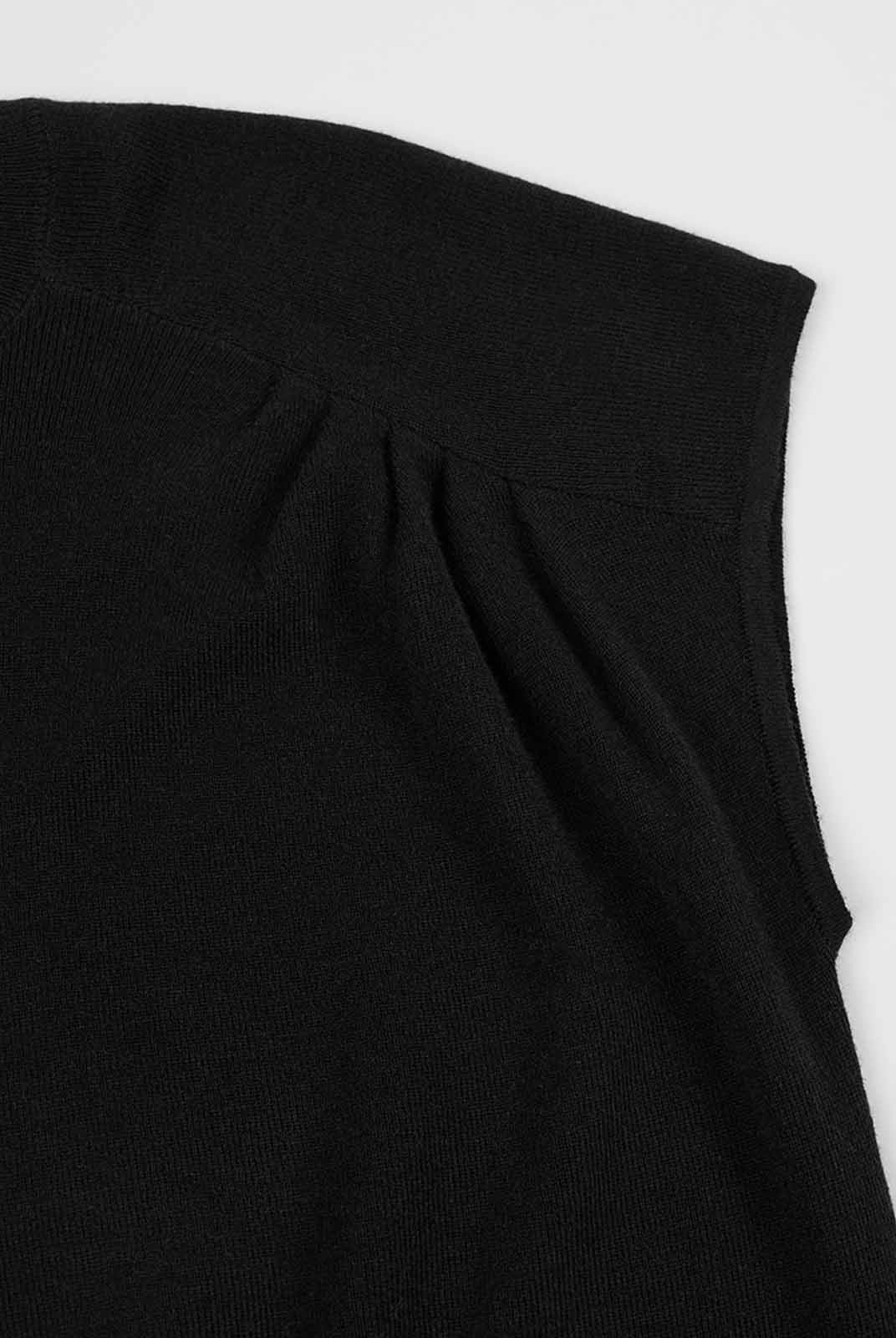 ASOBIO Wool Blend Pleated Shoulder Knit Top