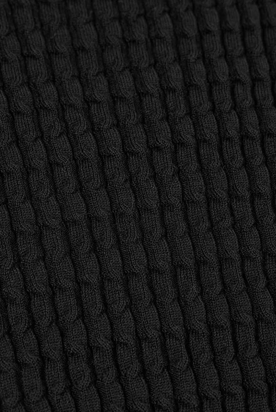 ASOBIO 100% Wool Textured Mockneck Top