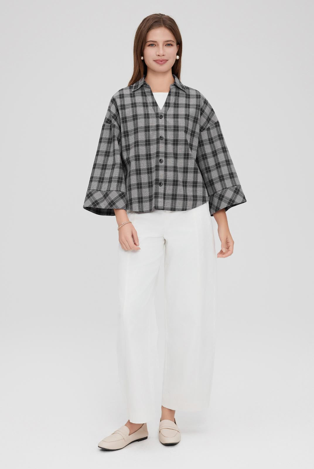 ASOBIO 100% Cotton Plaid Shirt