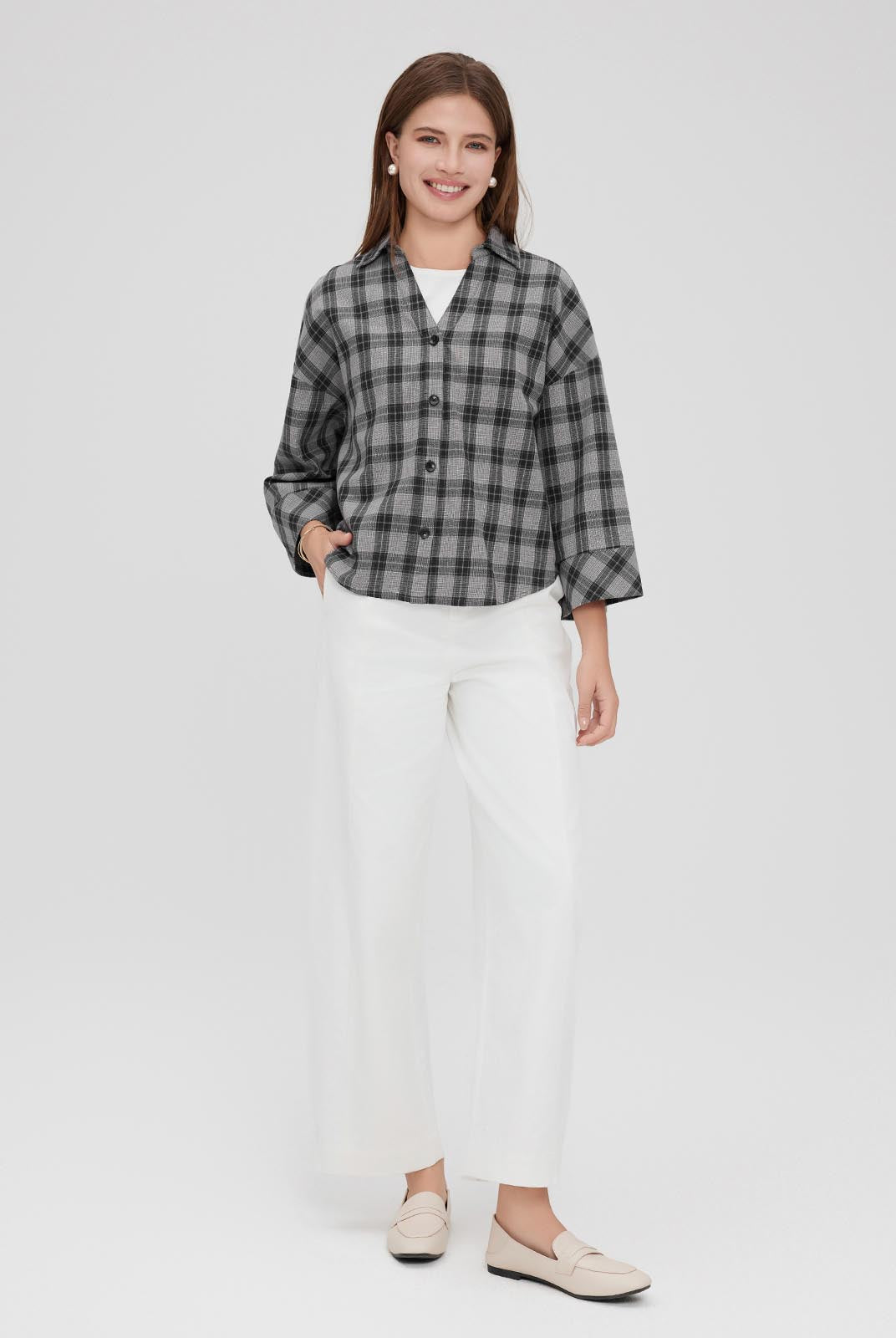 ASOBIO 100% Cotton Plaid Shirt