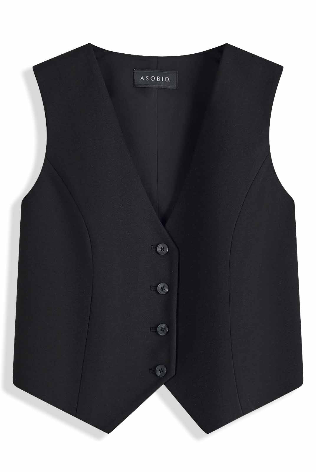 Slim-Fit Wool Blend Button-Up Suit Vest