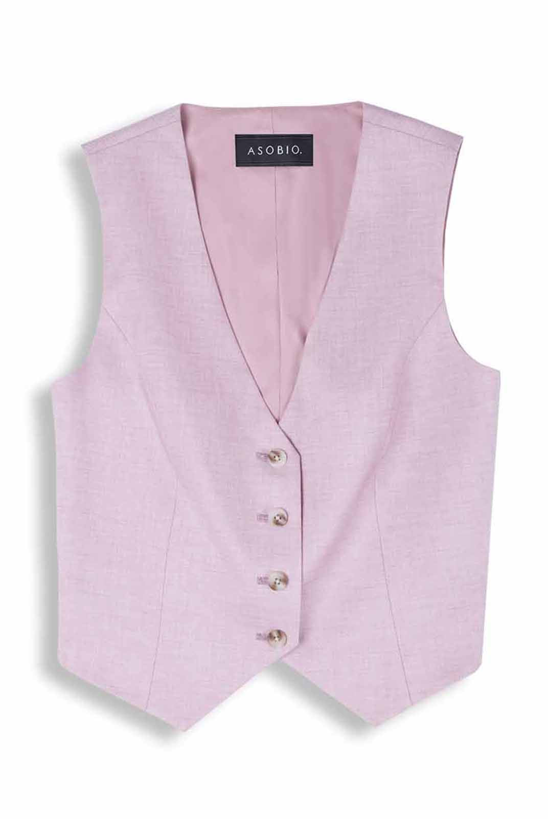 Slim-Fit Wool Blend Button-Up Suit Vest