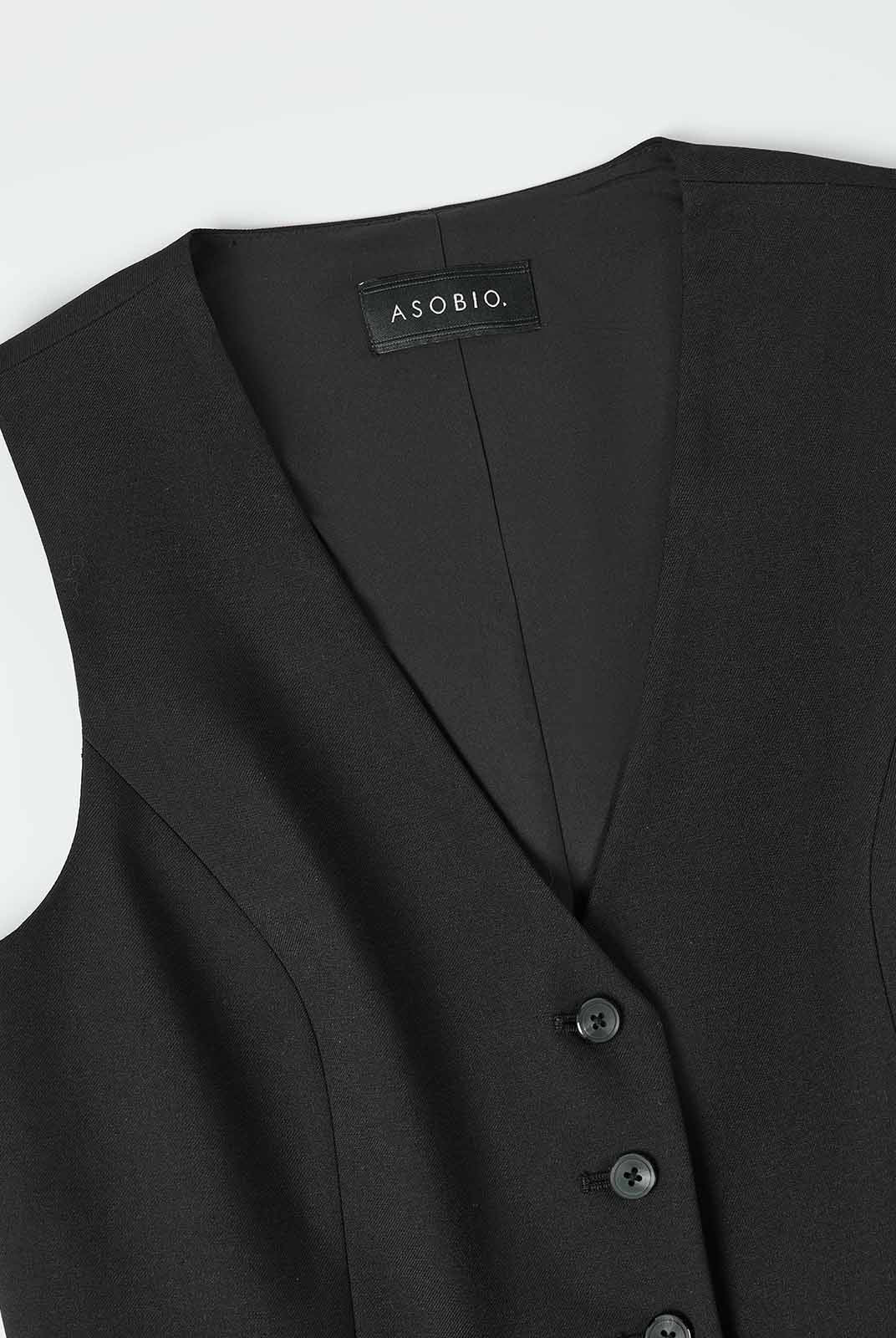 Slim-Fit Wool Blend Button-Up Suit Vest