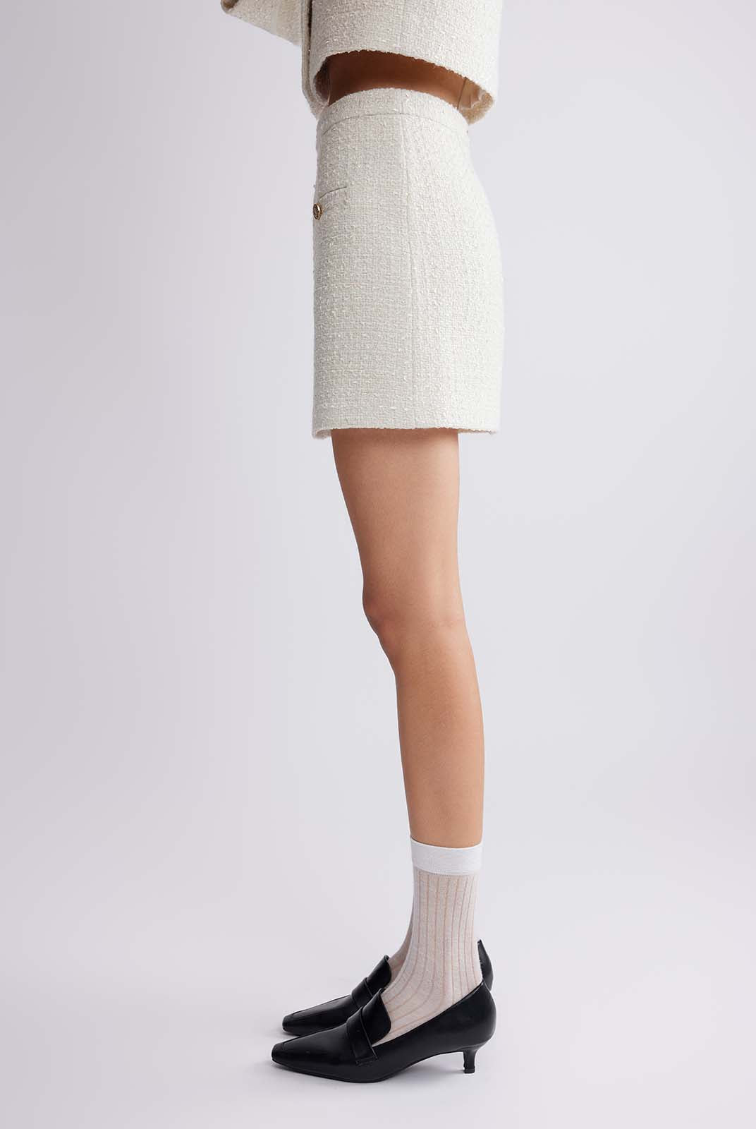 ASOBIO Mid-Rise Wool-Blend Tweed Mini Skirt