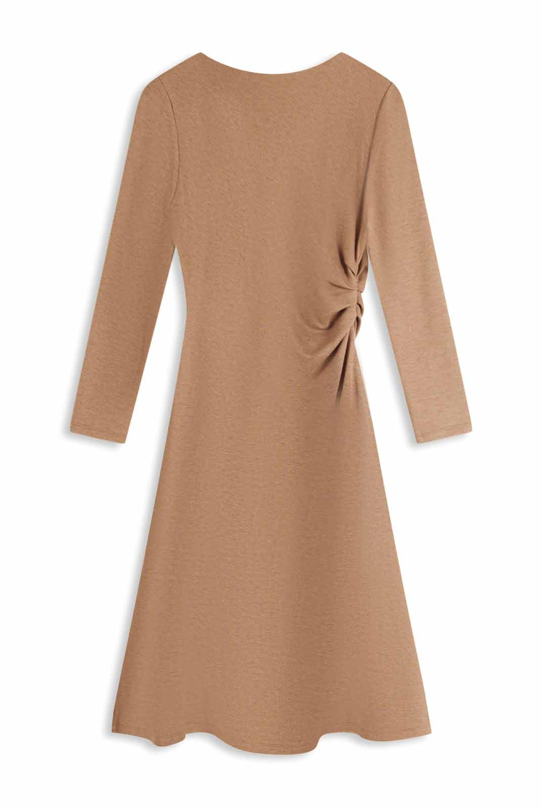 ASOBIO Boat Neck Long-Sleeve Pleated Midi Dress