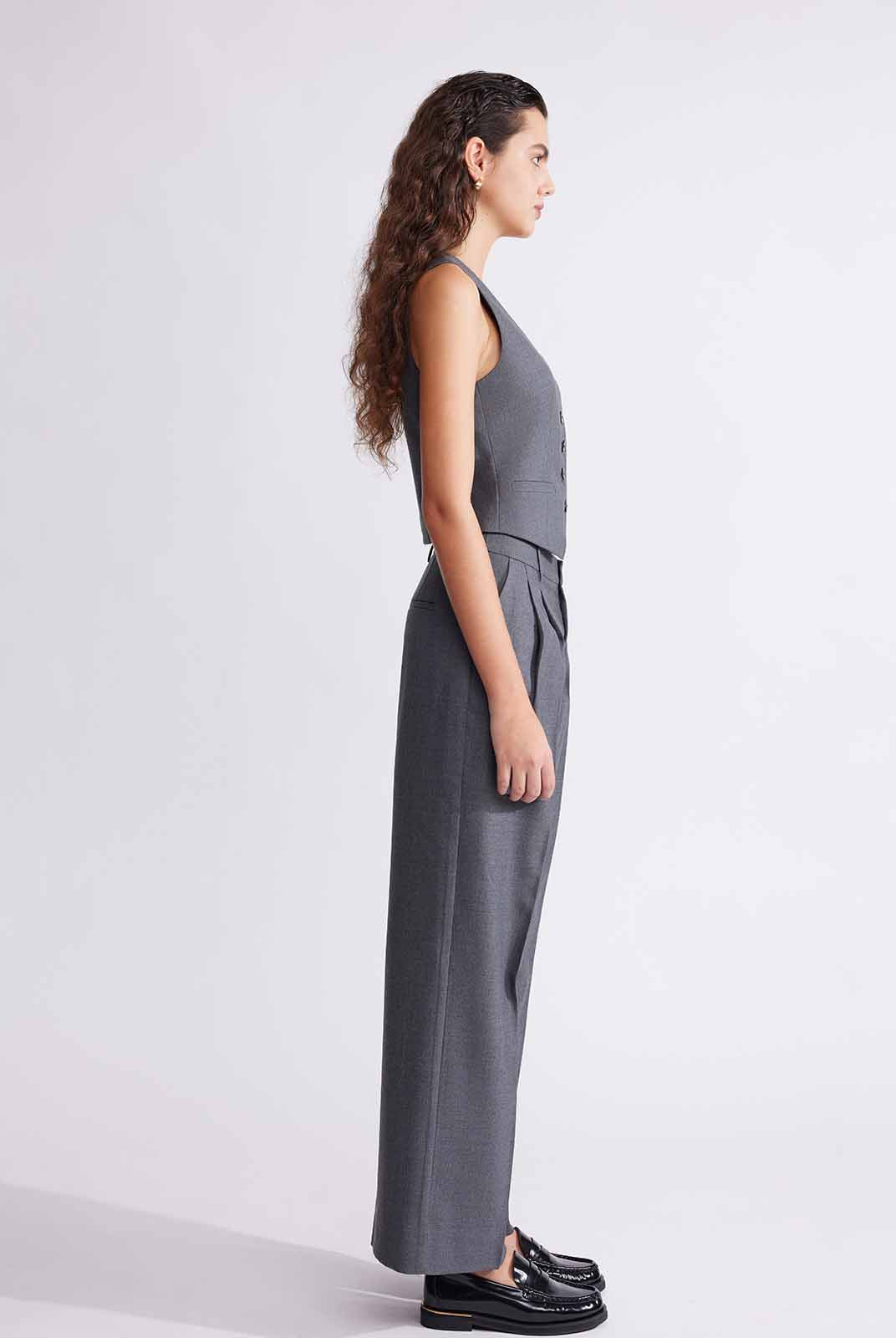 ASOBIO Tailored Wool Blend V-Neck Vest