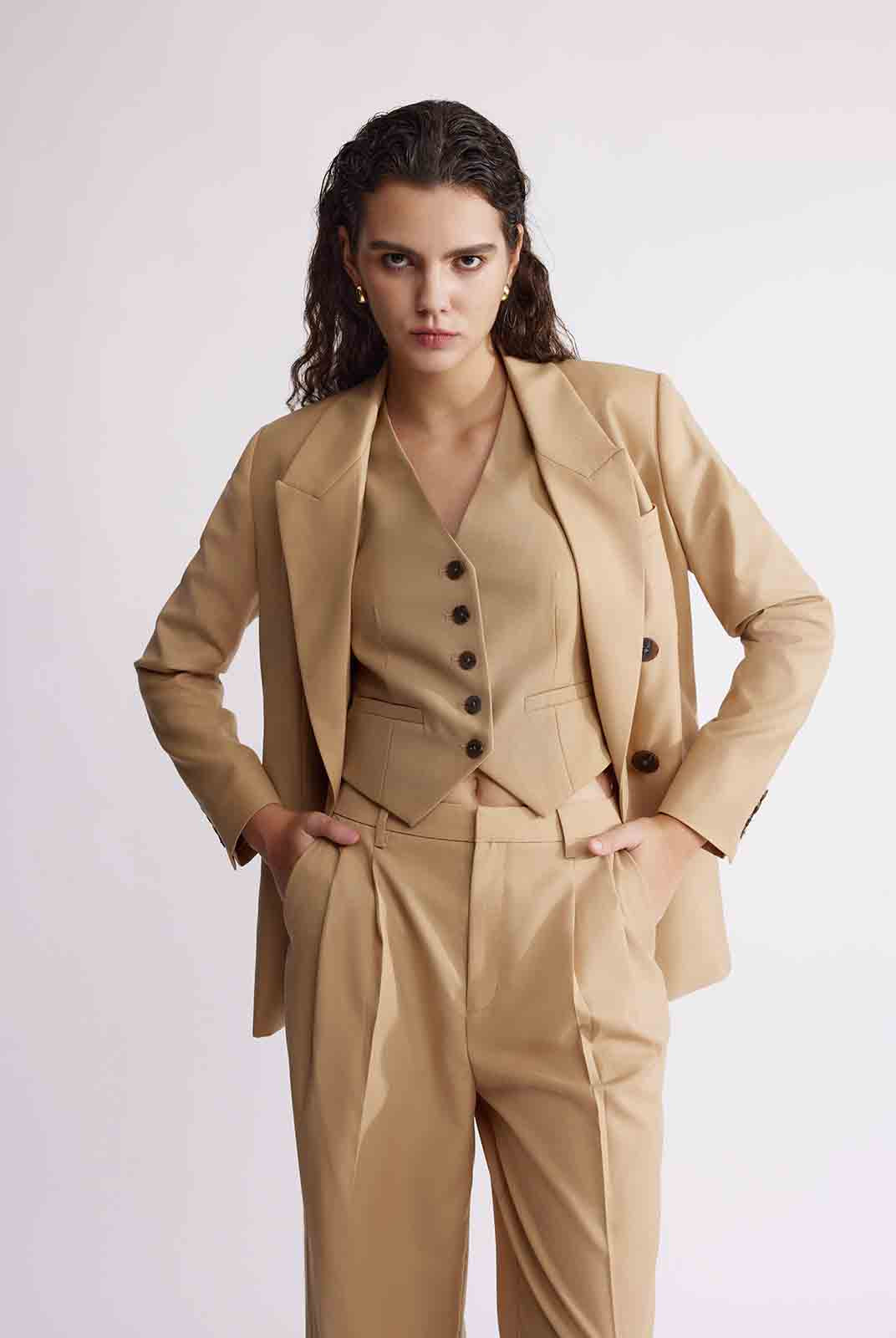 ASOBIO Slim Double-Breasted Blazer