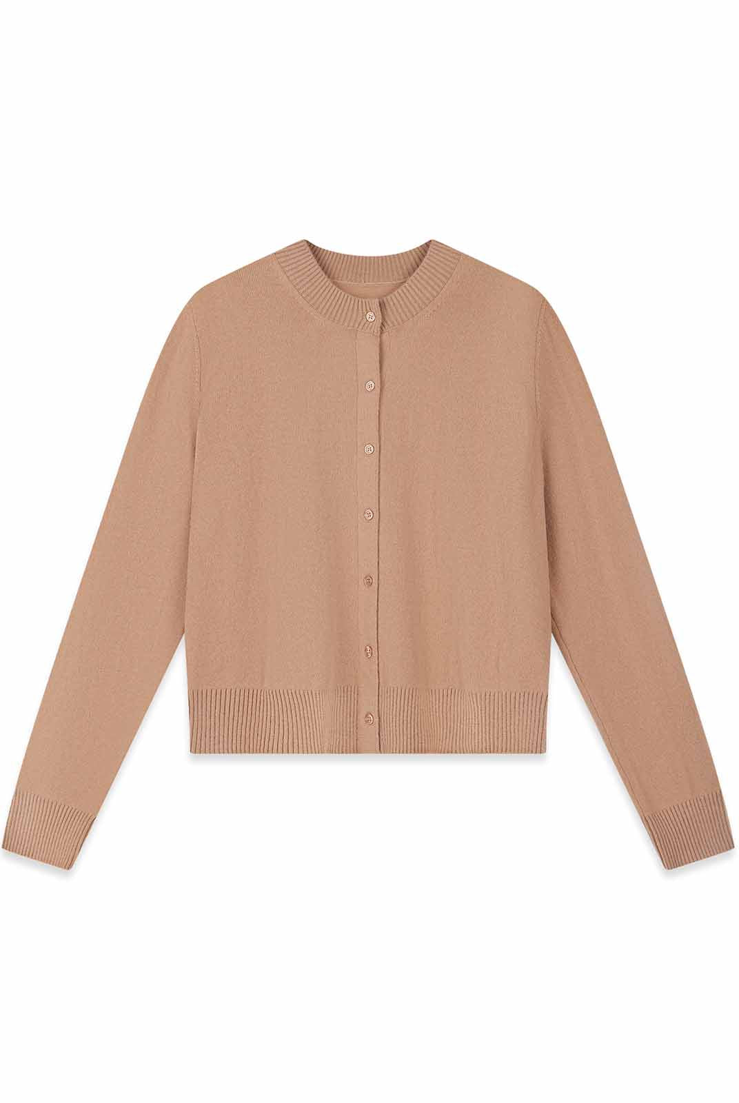 Lightweight 100% Wool Crewneck Cardigan