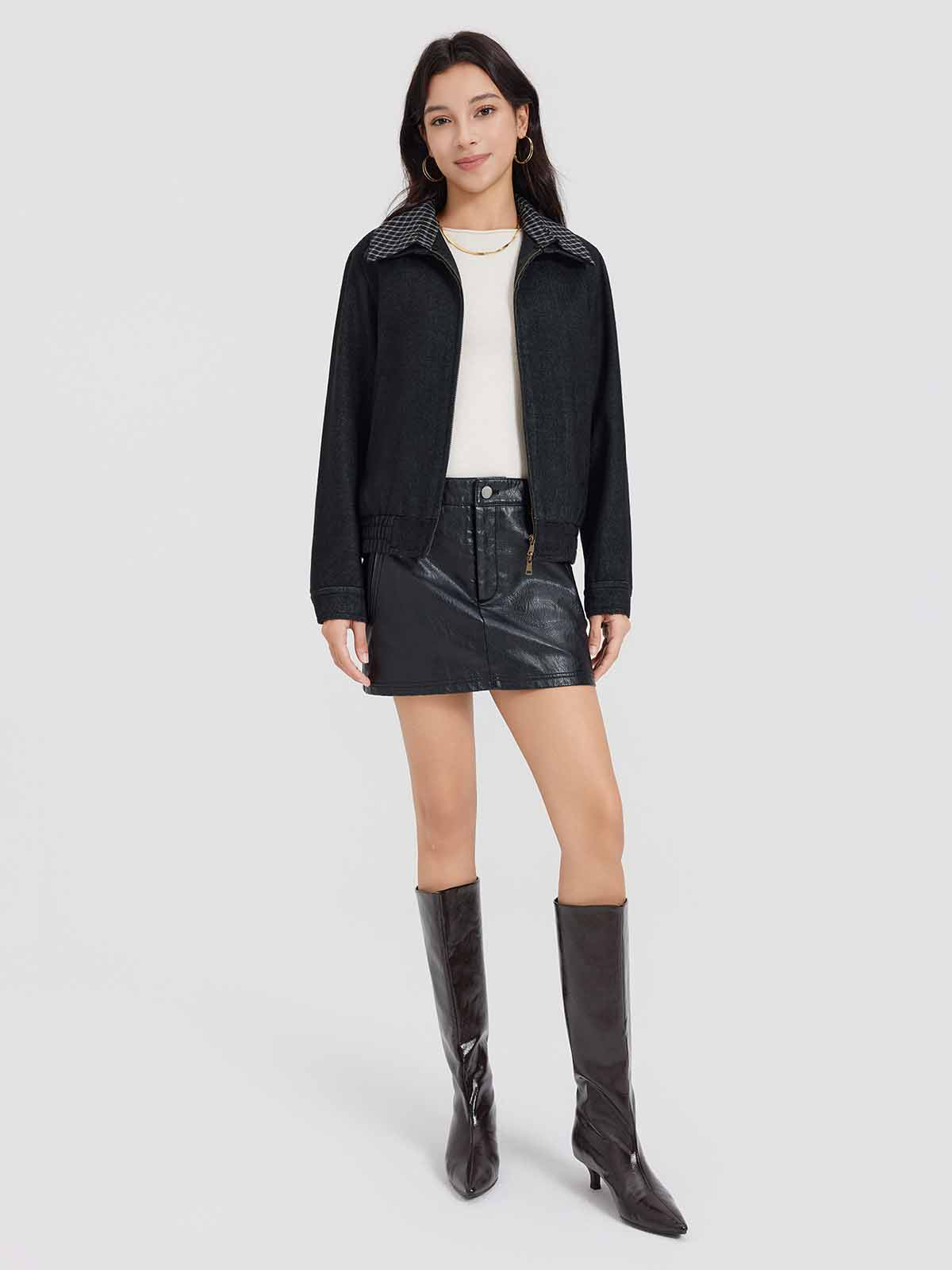 ASOBIO Wool-Blend Denim Trucker Jacket