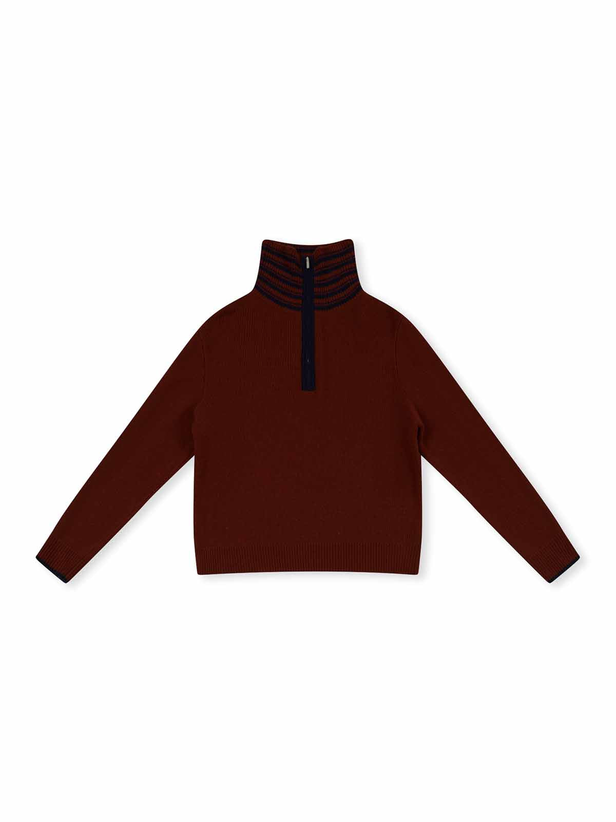 ASOBIO 100% Wool 1/2 Zip Mockneck Sweater