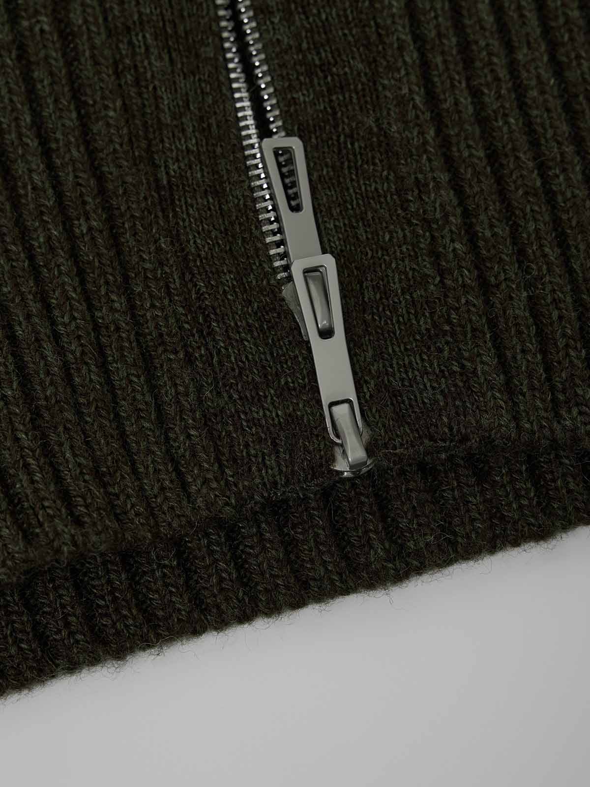 ASOBIO 100% Wool Zip-Up Cardigan