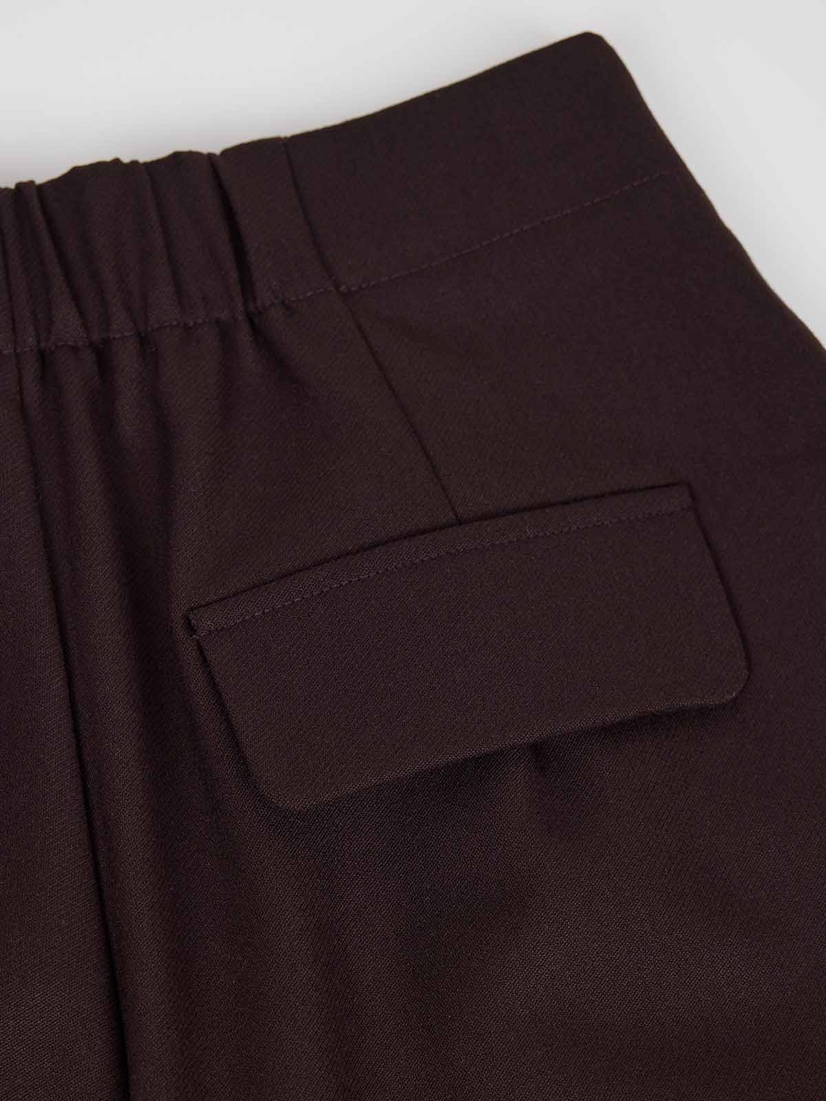 ASOBIO Wool-Blend Pleated Wide-Leg Pant