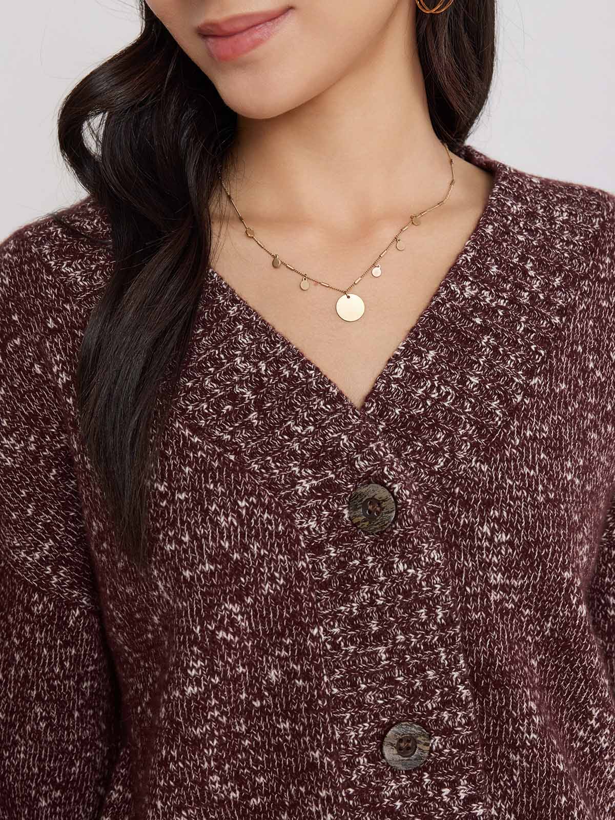 ASOBIO Wool-Blend V-Neck Cardigan