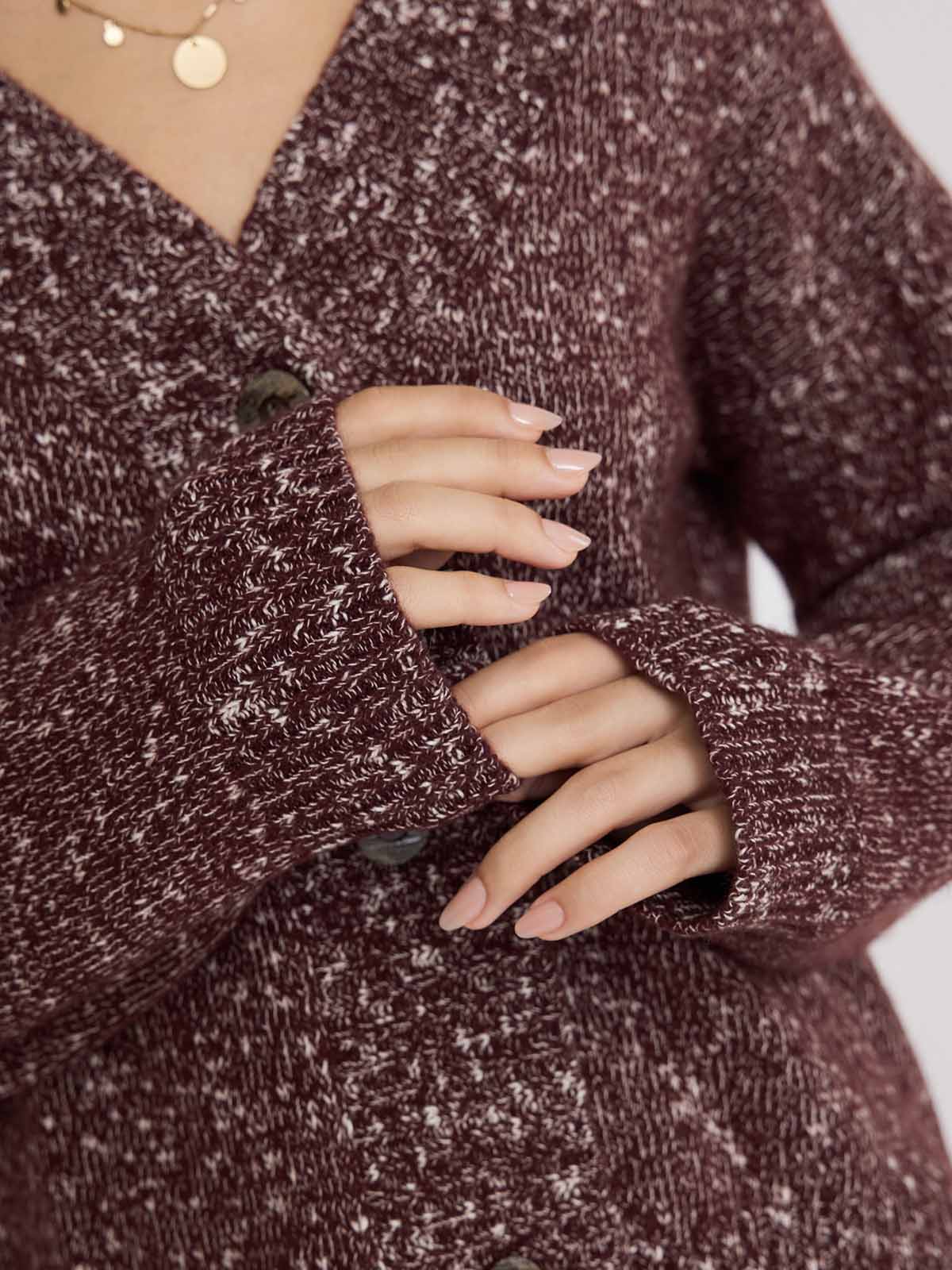 ASOBIO Wool-Blend V-Neck Cardigan