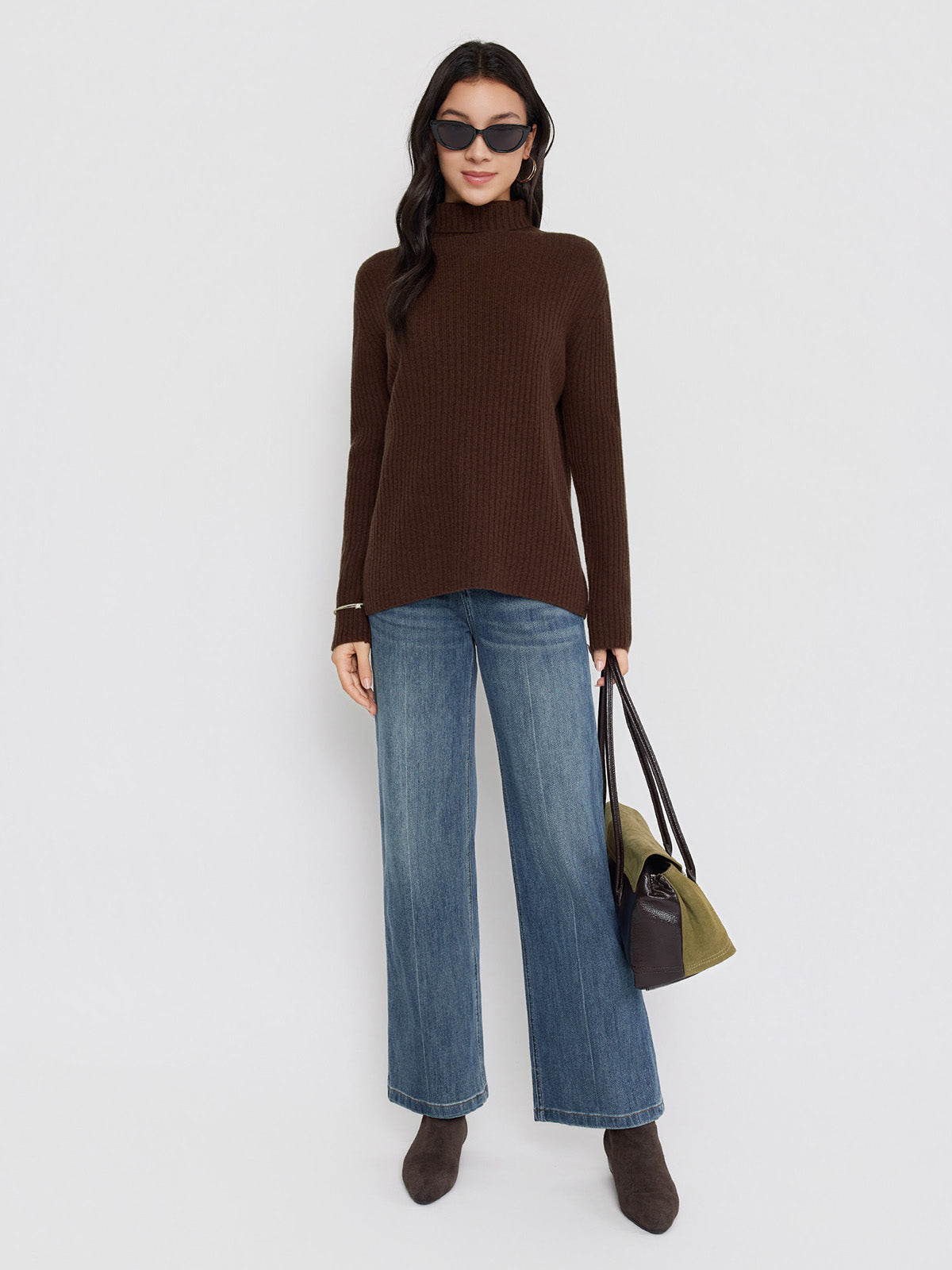 ASOBIO 100% Wool Turtleneck Sweater