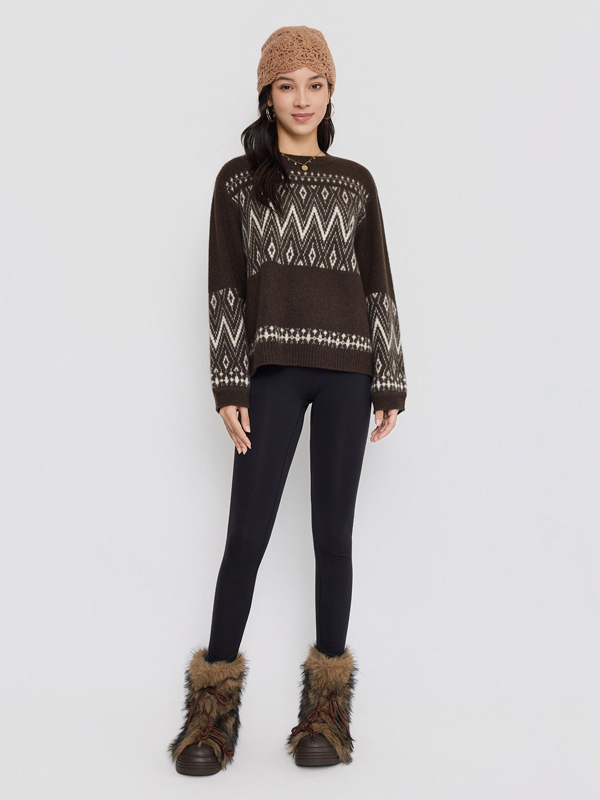 ASOBIO Geometric Yak Wool Sweater