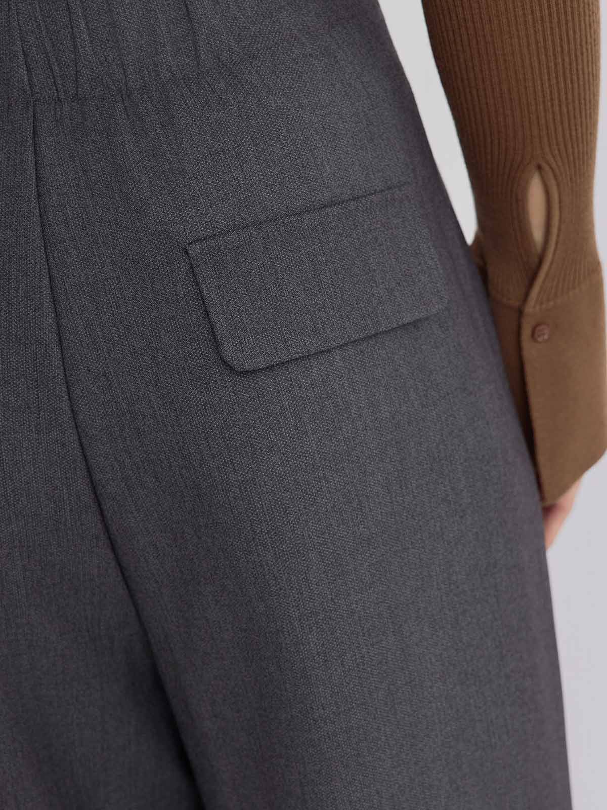 ASOBIO Wool-Blend Pleated Wide-Leg Pant