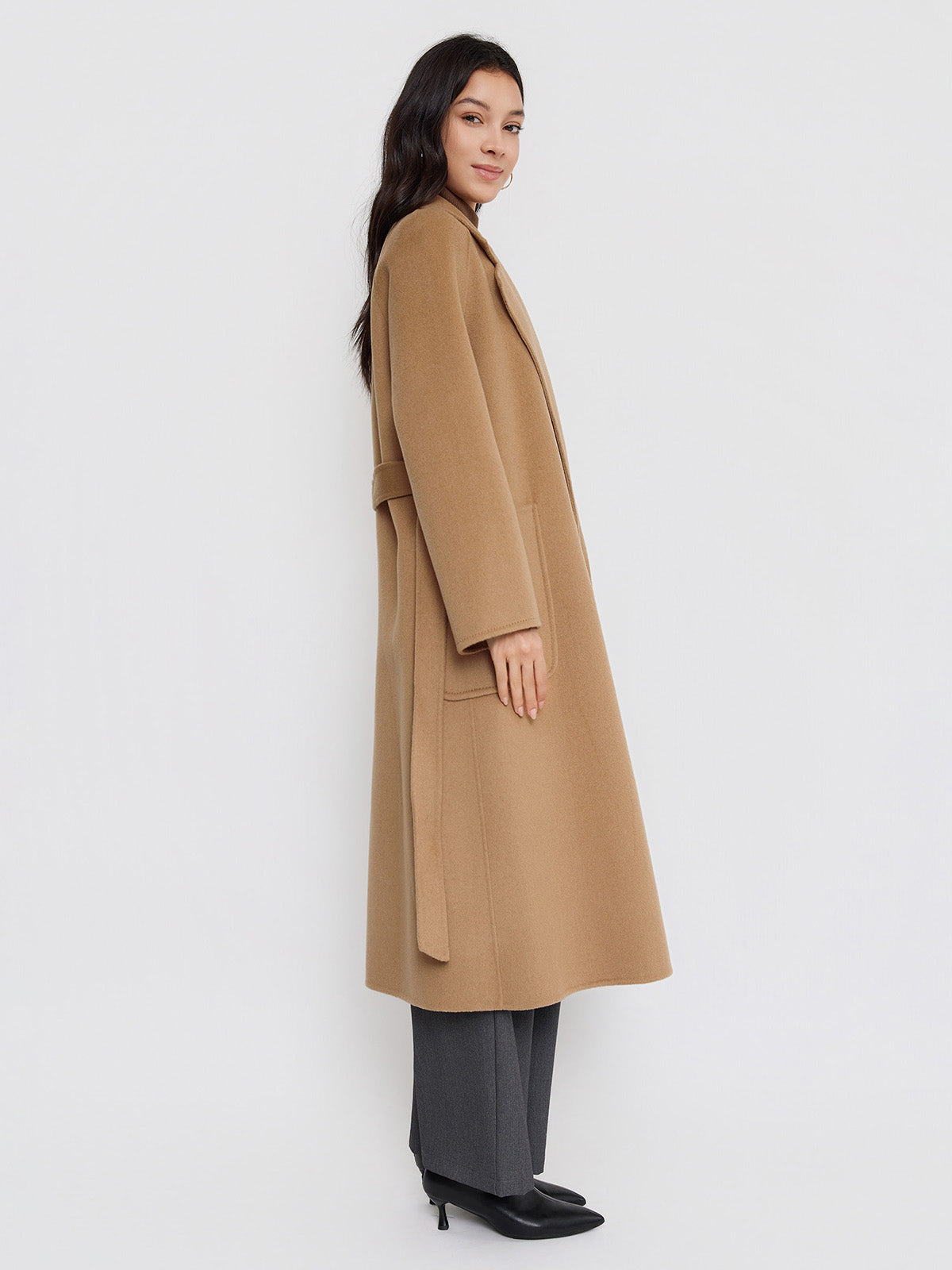 ASOBIO Double-Faced Wool Wrap Coat