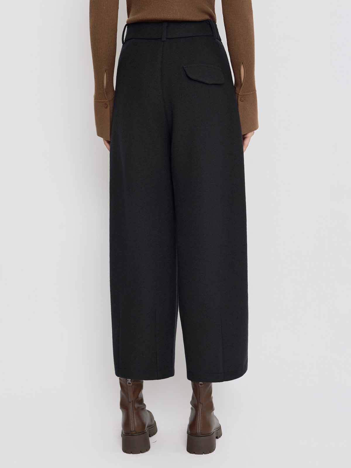 ASOBIO Mid-Rise Wool-Blend Barrel Pant
