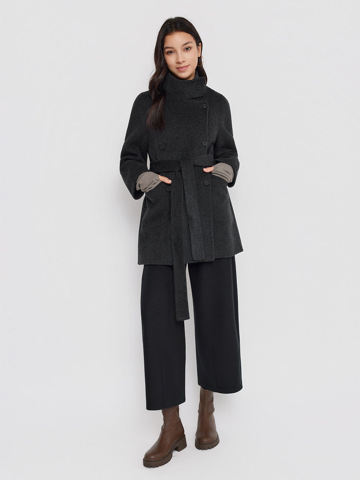 ASOBIO Double-Faced Double-Breasted Wrap Coat