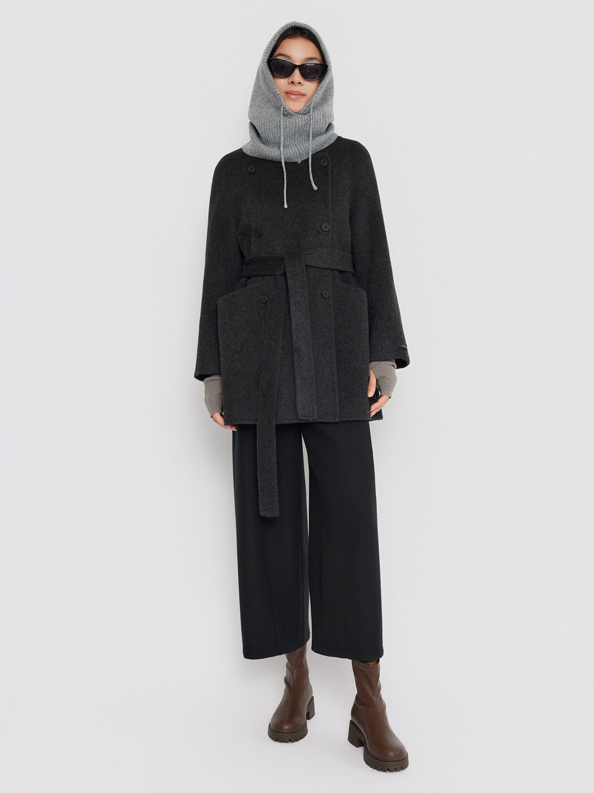 ASOBIO Double-Faced Double-Breasted Wrap Coat