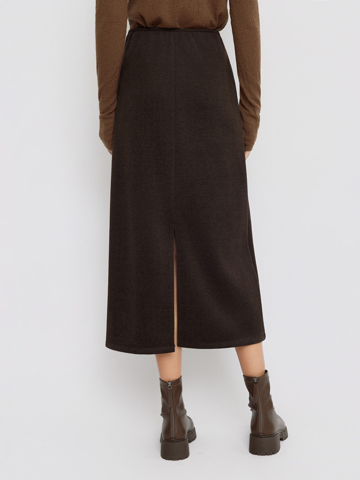 ASOBIO Wool-Blend Knit Midi Skirt