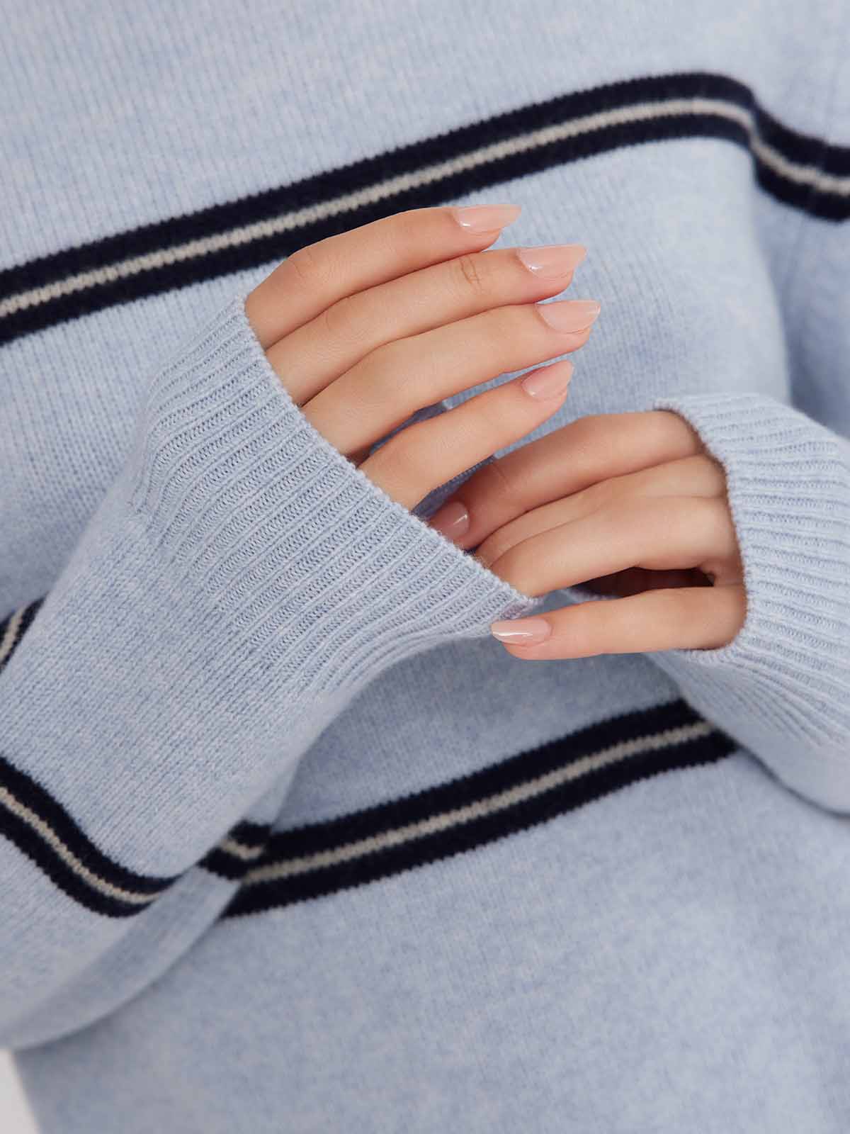 ASOBIO 100% Wool Striped Turtleneck Sweater