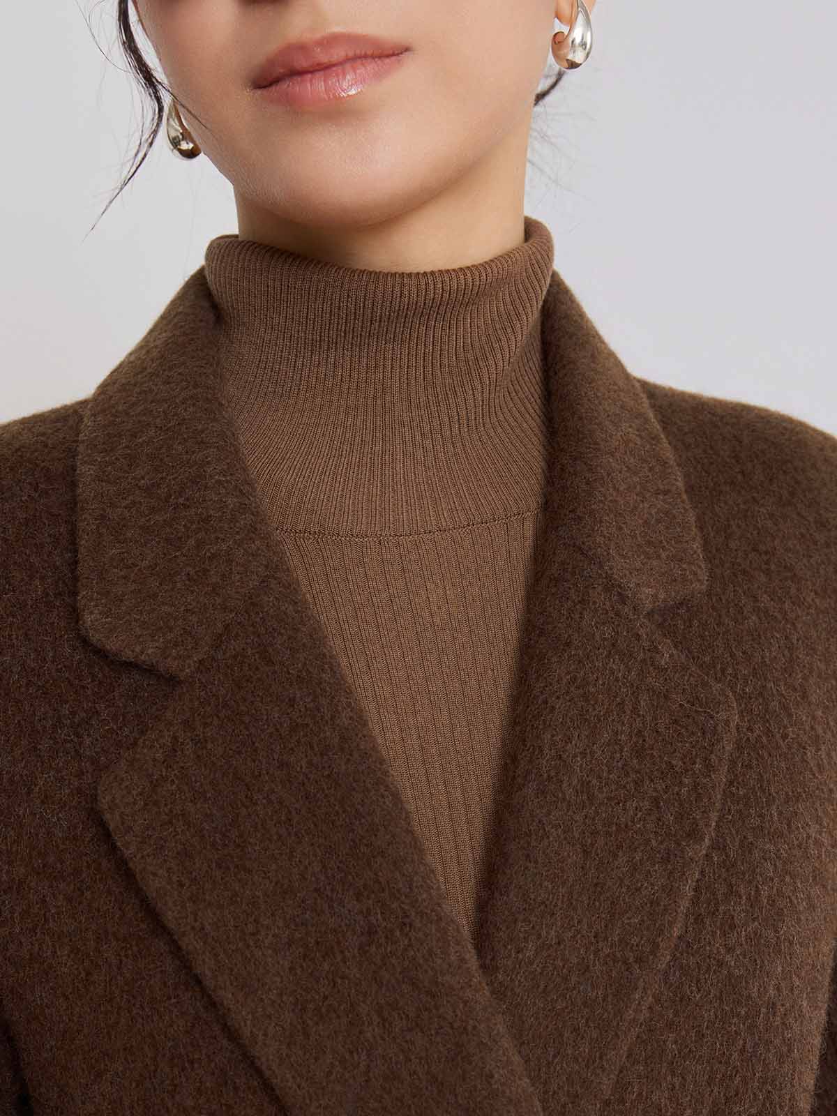 ASOBIO Relaxed Long Wool and Camel Hair Coat