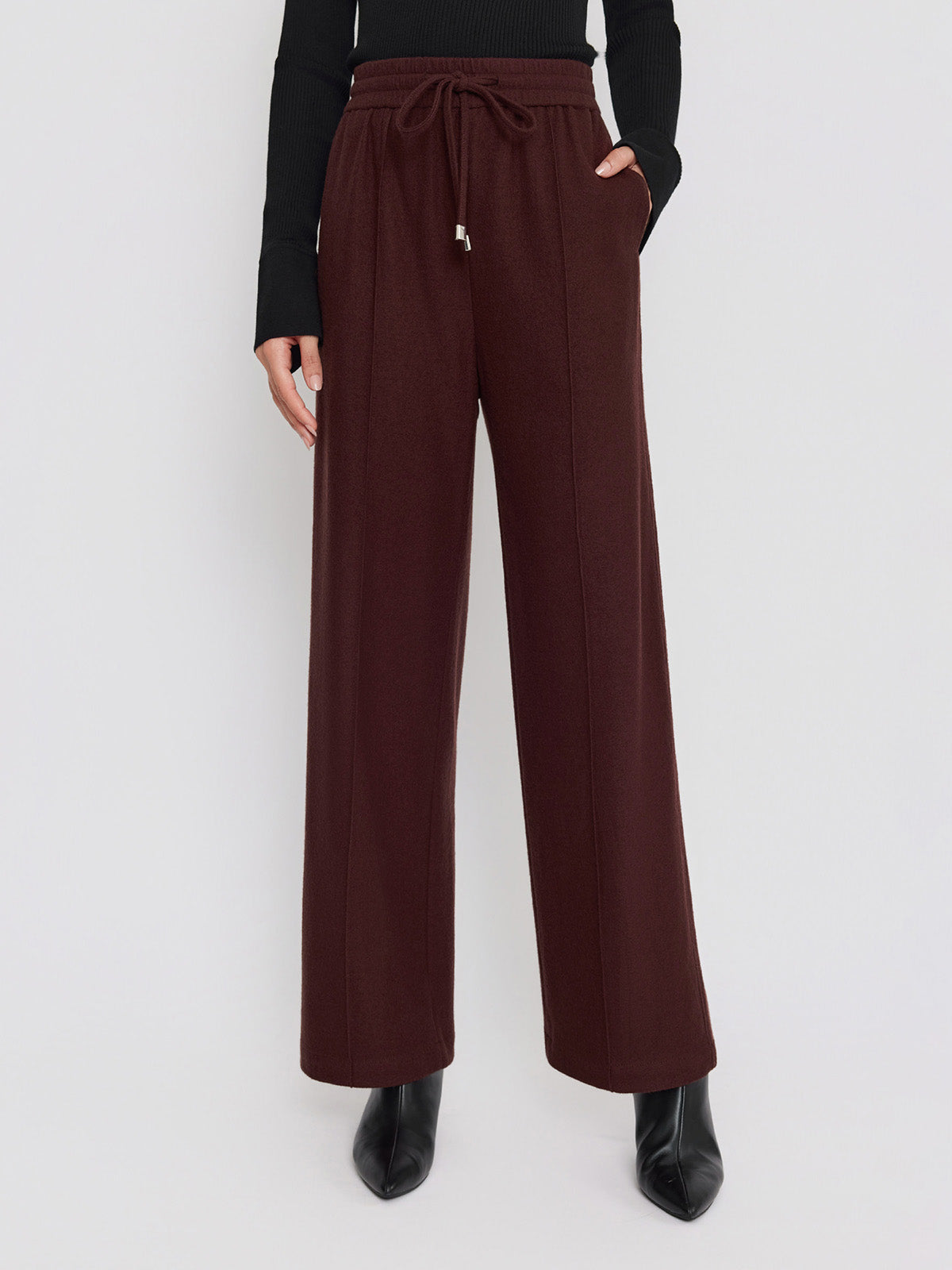 ASOBIO 100% Merino Wool Knit Wide-Leg Pant