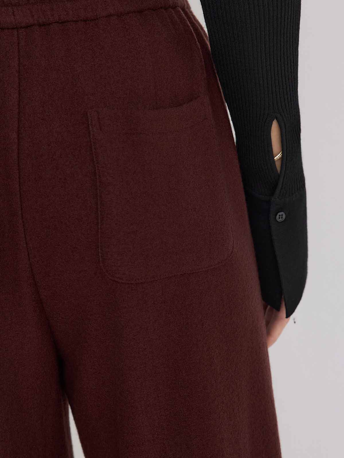 ASOBIO 100% Merino Wool Knit Wide-Leg Pant