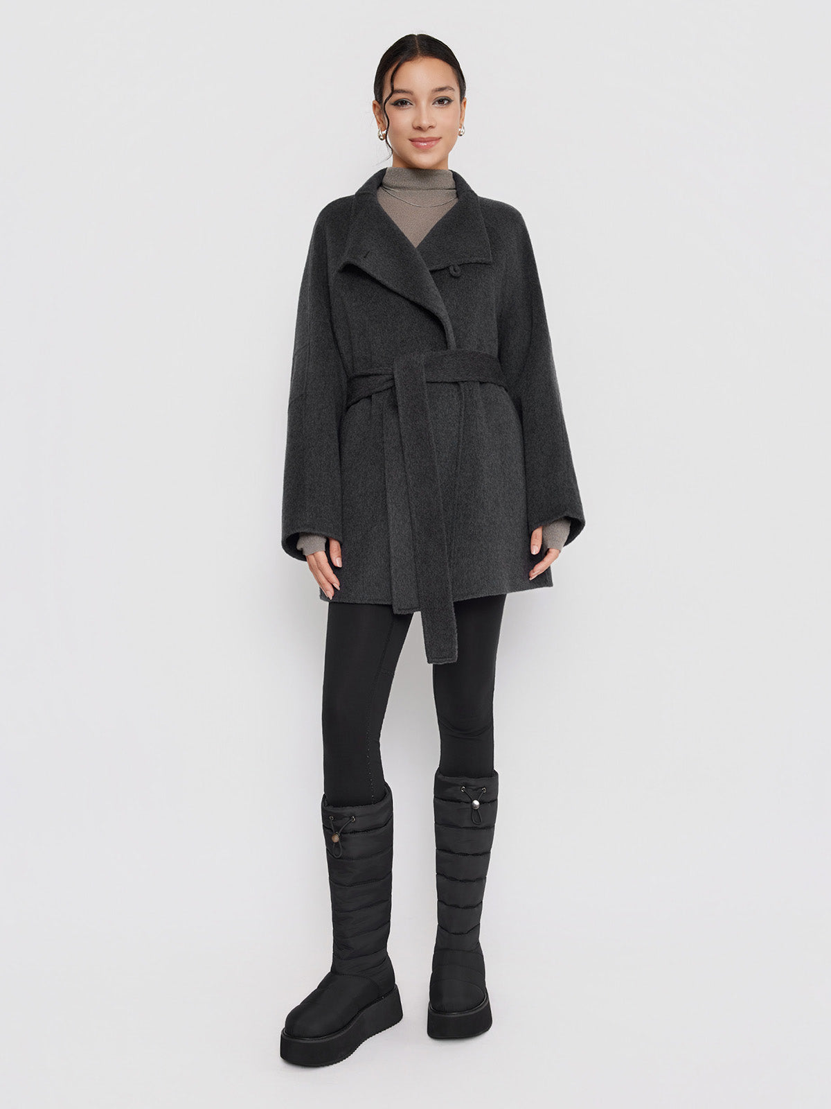 ASOBIO Double-Faced Stand Collar Wrap Coat