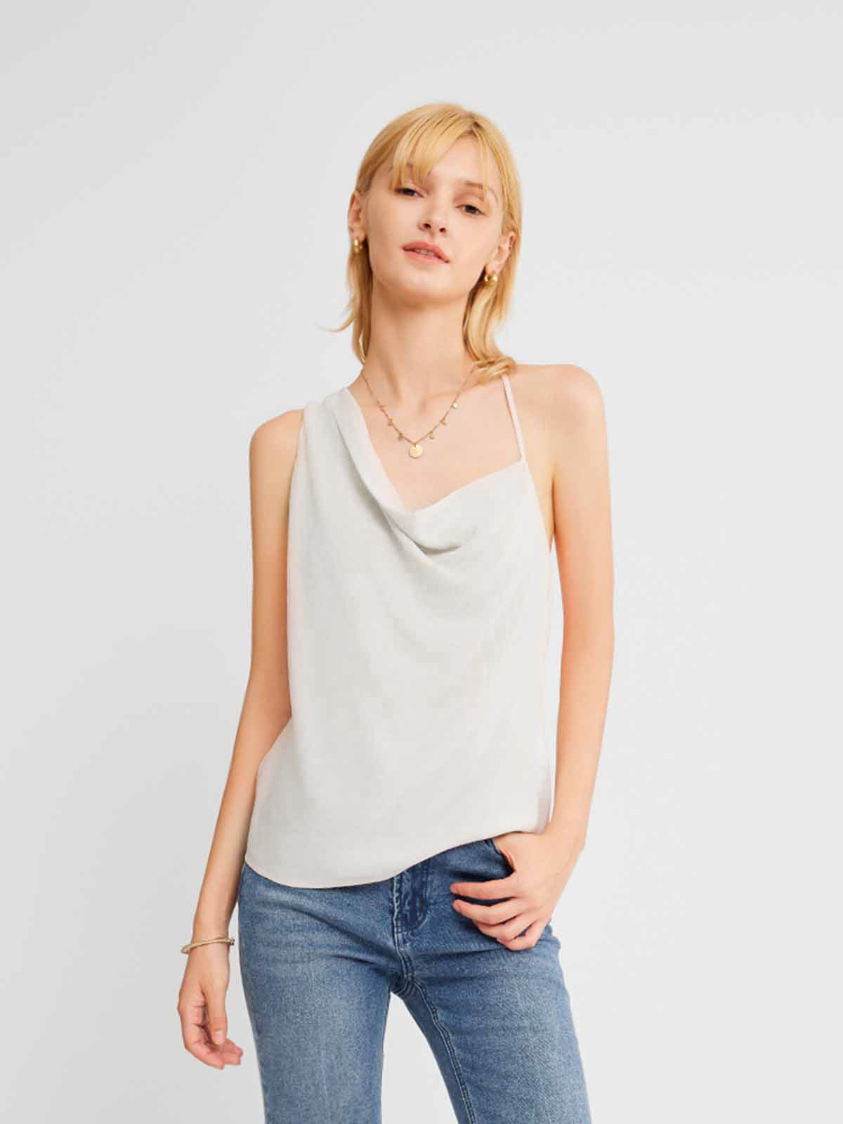 Asymmetric Draped Chiffon Cami