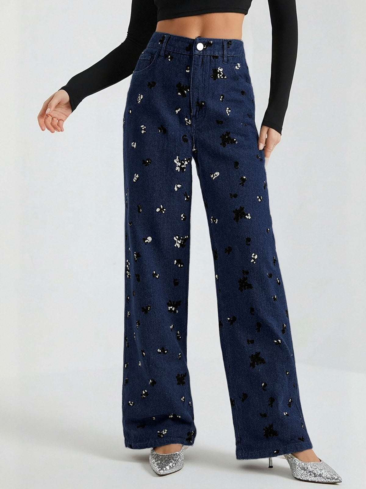 ASOBIO Straight Embellished Jeans