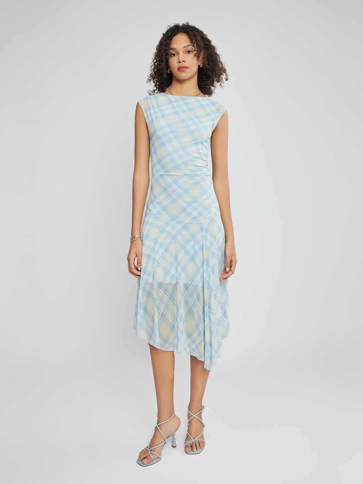 ASOBIO Ruched Tulle Midi Dress
