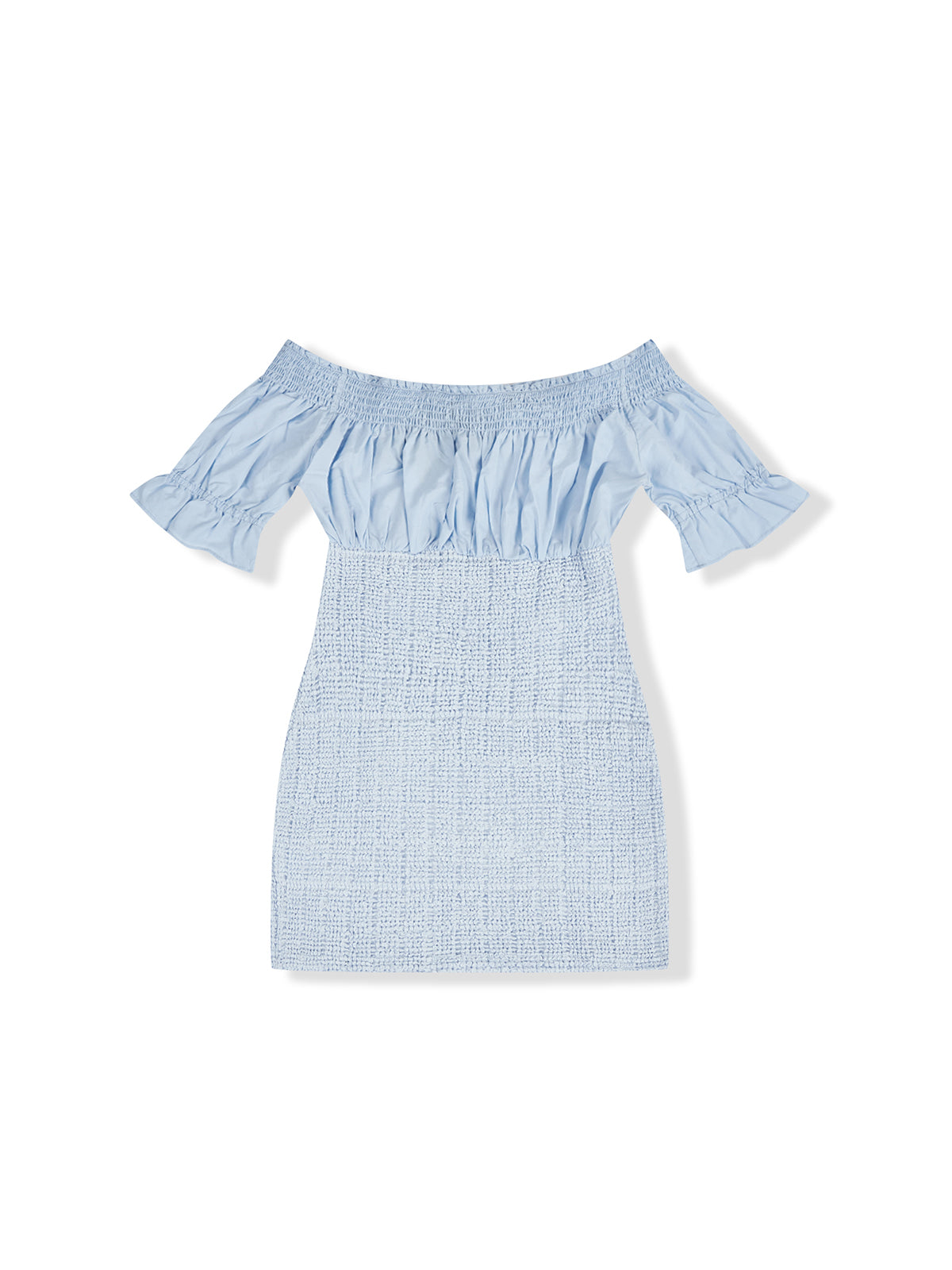 ASOBIO Off-Shoulder Smocked Mini Dress