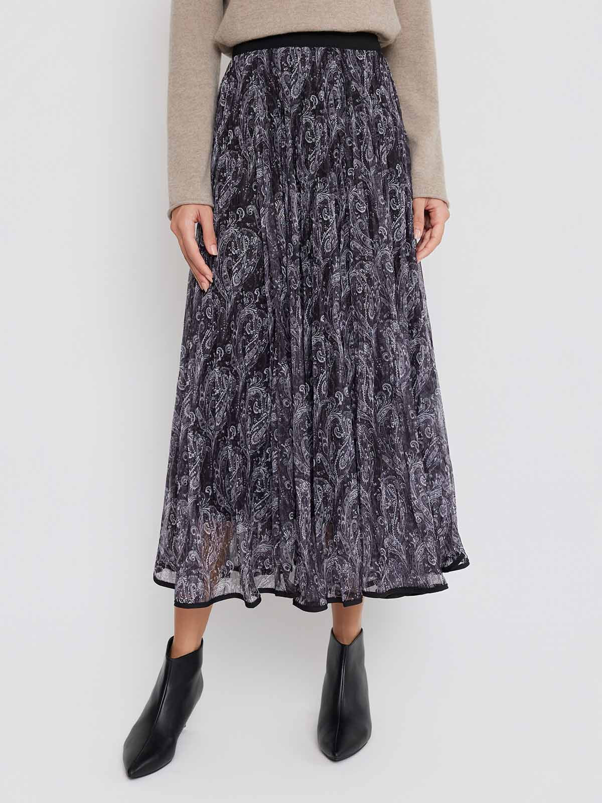 ASOBIO Paisley Pleated Maxi Skirt