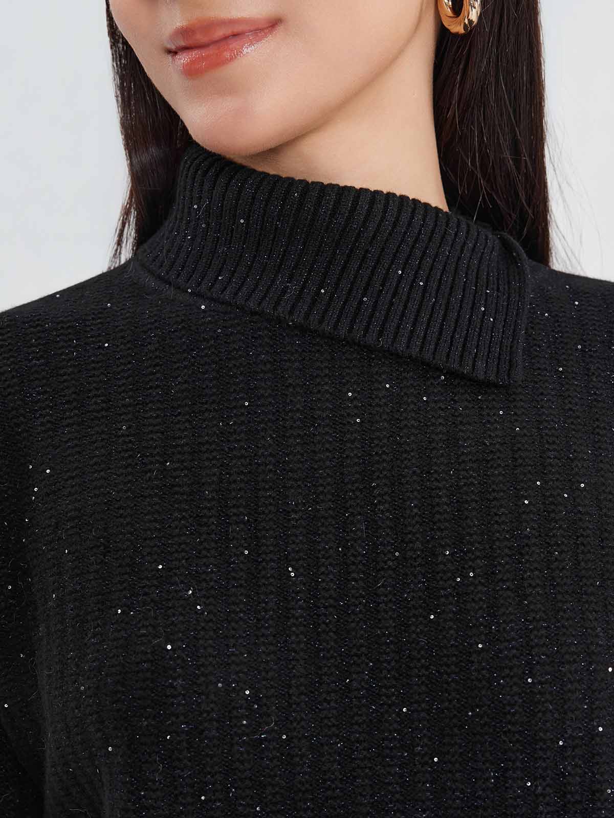 ASOBIO 100% Wool Sequin Sweater
