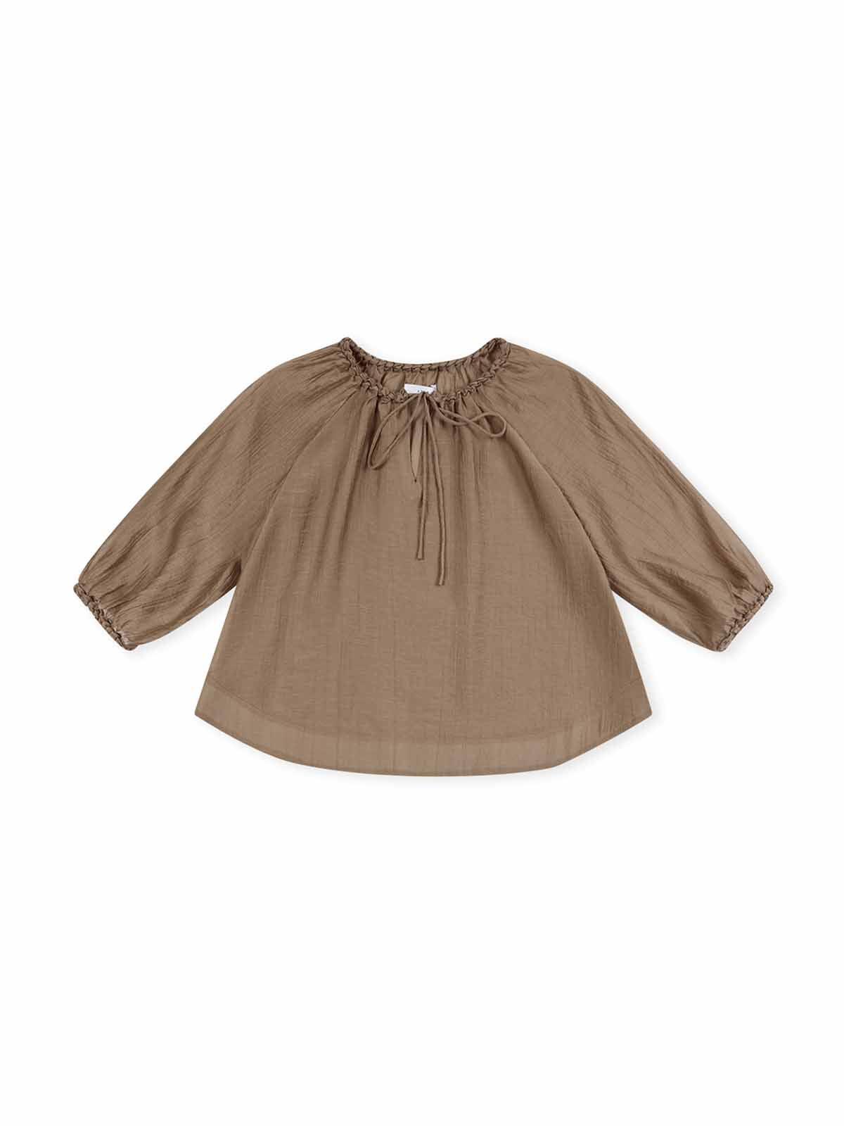 Tencel Textured Pleated Neck Blouse