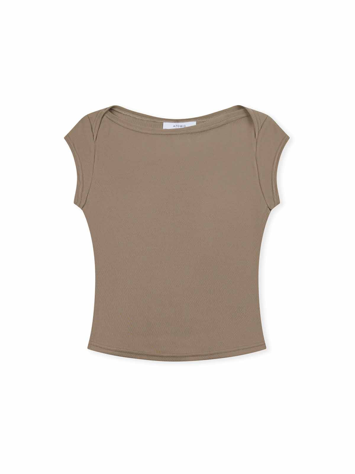 ASOBIO Slim-Fit Cap-Sleeve Boat Neck Top