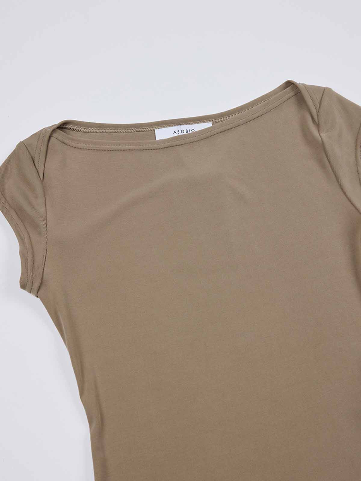 ASOBIO Slim-Fit Cap-Sleeve Boat Neck Top