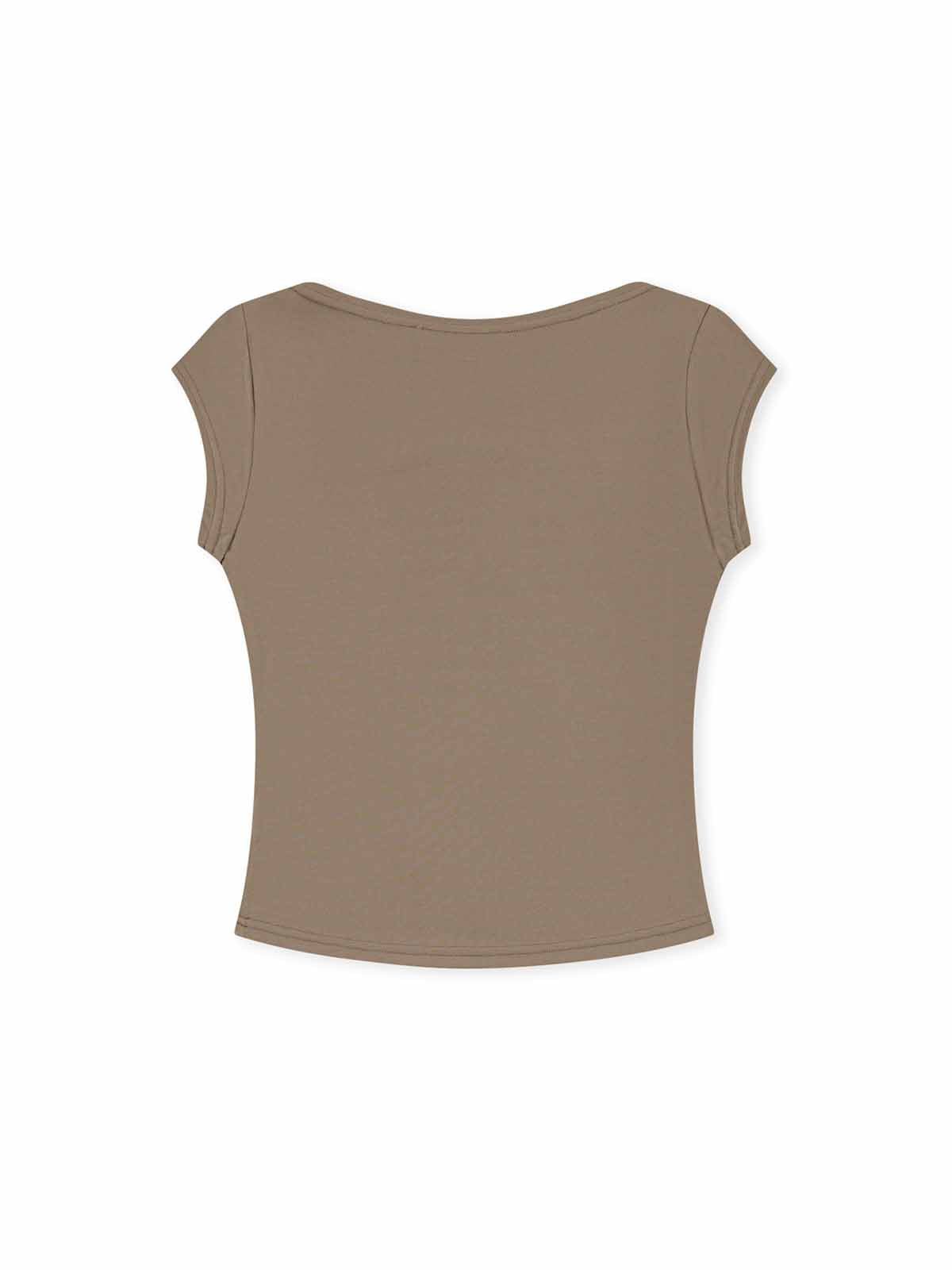 ASOBIO Slim-Fit Cap-Sleeve Boat Neck Top