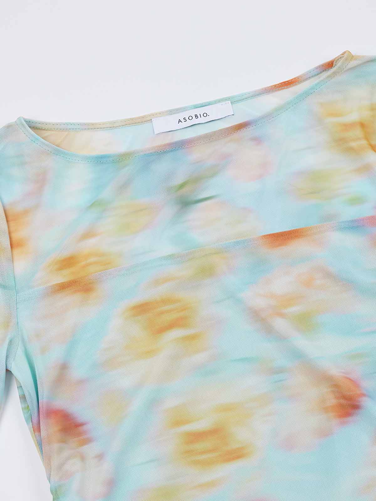 ASOBIO Mesh Ruched Top