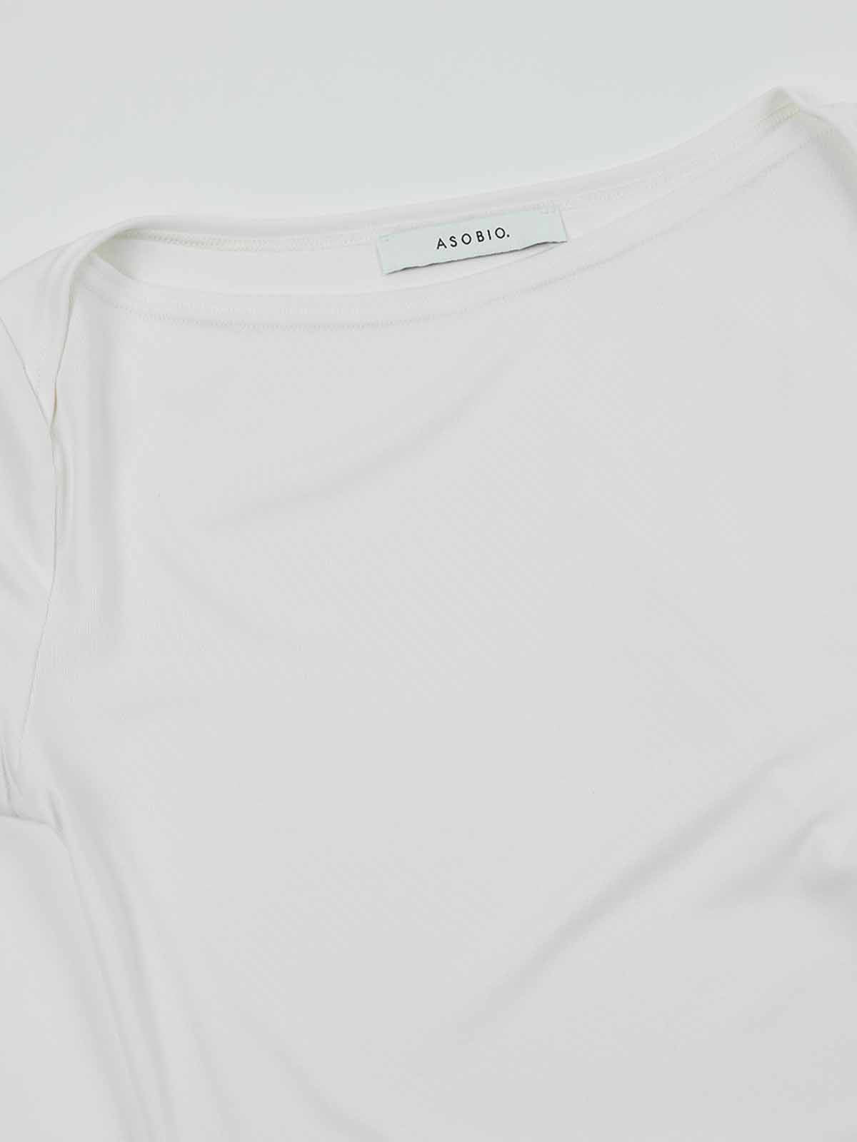 ASOBIO Slim-Fit Cap-Sleeve Boat Neck Top