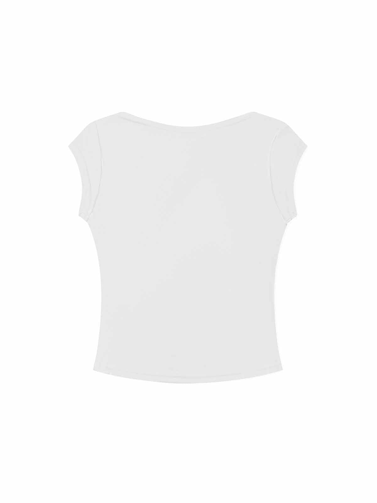 ASOBIO Slim-Fit Cap-Sleeve Boat Neck Top