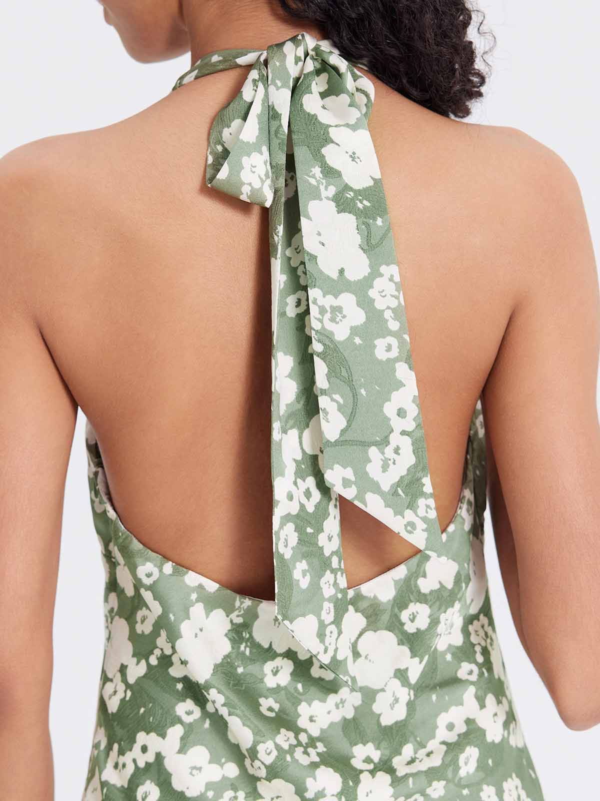 ASOBIO Halter V-Neck Draped Mini Dress