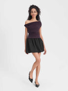 ASOBIO Satin Bubble Mini Skirt with Shorts