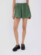 ASOBIO Satin Bubble Mini Skirt with Shorts